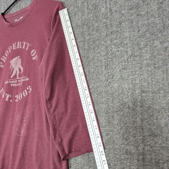 Under Armour T-Shirt Mens Large Maroon Wounded Warrior Project 3/4 Sleeve Loose - Picture 11 of 14